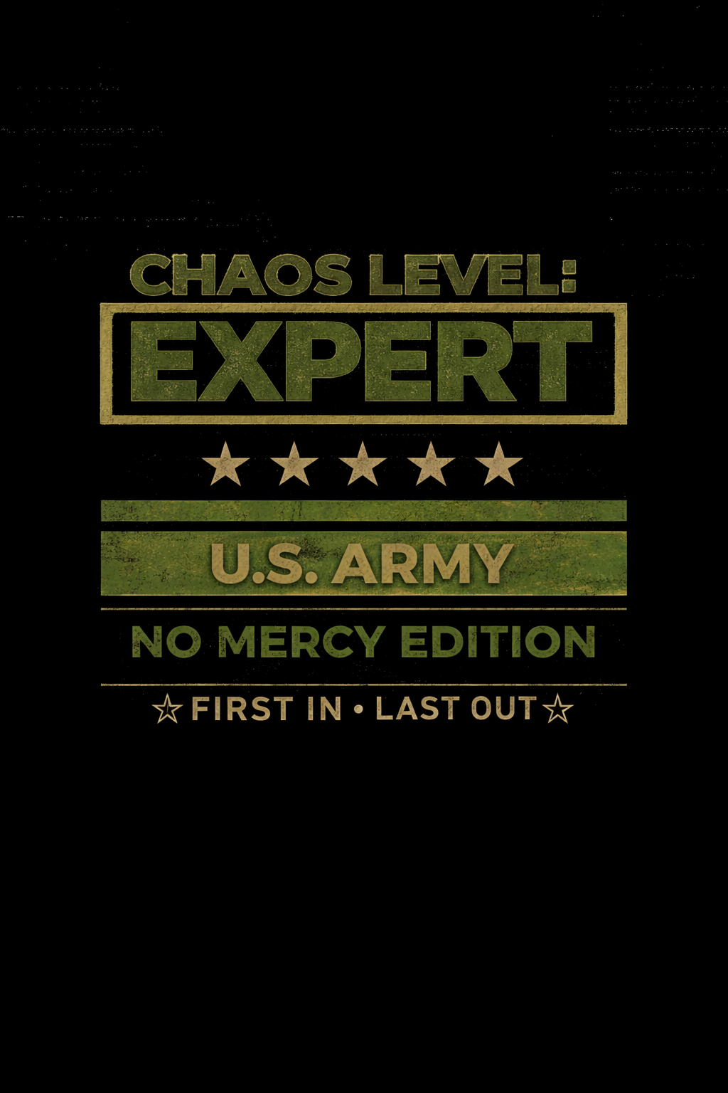 Chaos Level: Expert Veteran T-Shirt – Military Humor Tee