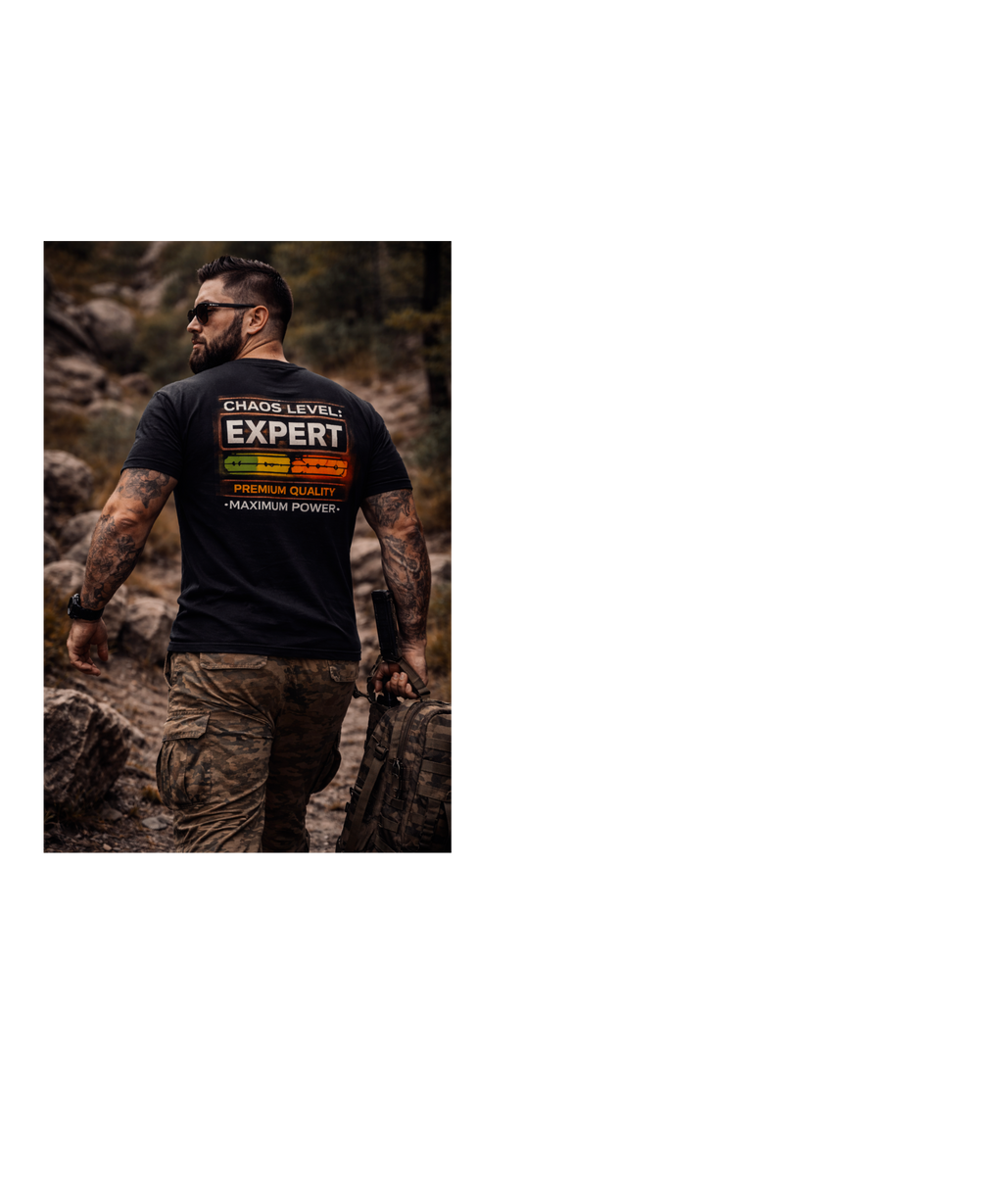 Chaos Level: Expert U.S. Army Shirt – Military Veteran Graphic Tee